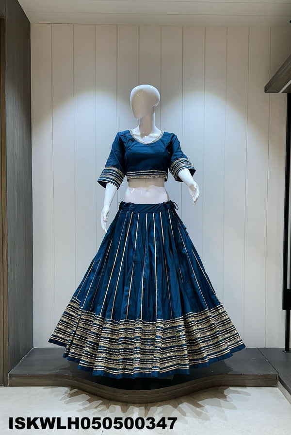 Sequined Silk Lehenga With Padded Blouse And Embroidered Dupatta-ISKWLH050500347