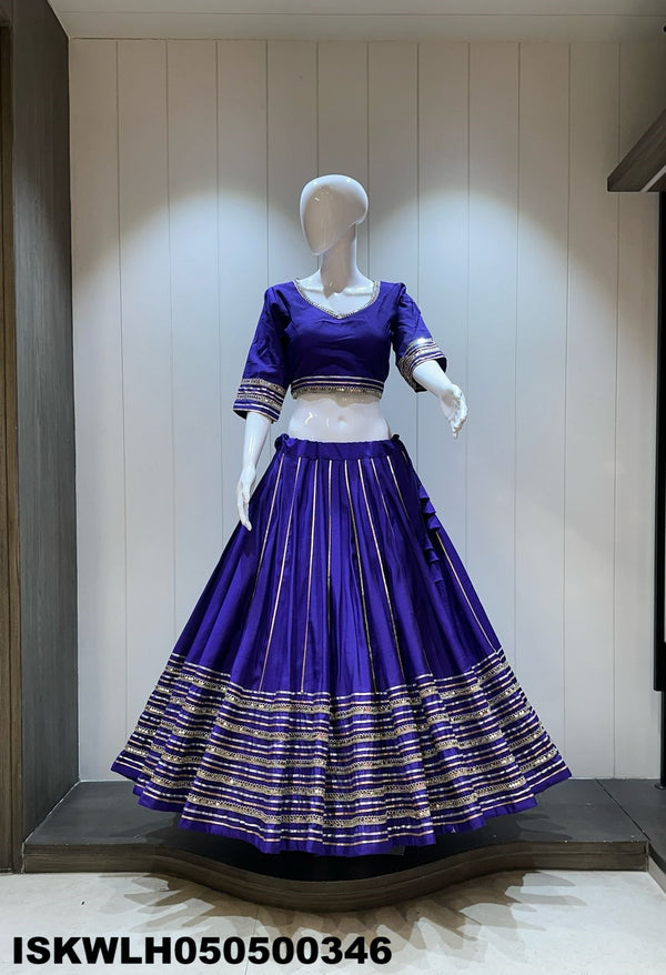 Sequined Silk Lehenga With Padded Blouse And Embroidered Dupatta-ISKWLH050500346