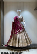 Sequined Silk Lehenga With Padded Blouse And Embroidered Dupatta-ISKWLH050500347