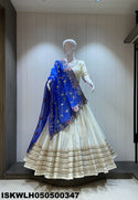 Sequined Silk Lehenga With Padded Blouse And Embroidered Dupatta-ISKWLH050500347