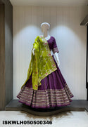 Sequined Silk Lehenga With Padded Blouse And Embroidered Dupatta-ISKWLH050500346