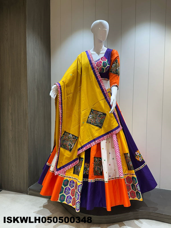 Embroidered Silk Lehenga With Padded Blouse And Dupatta-ISKWLH050500348