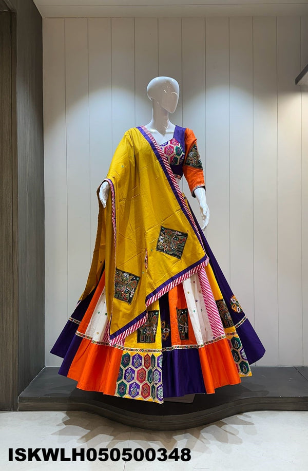 Embroidered Silk Lehenga With Padded Blouse And Dupatta-ISKWLH050500348