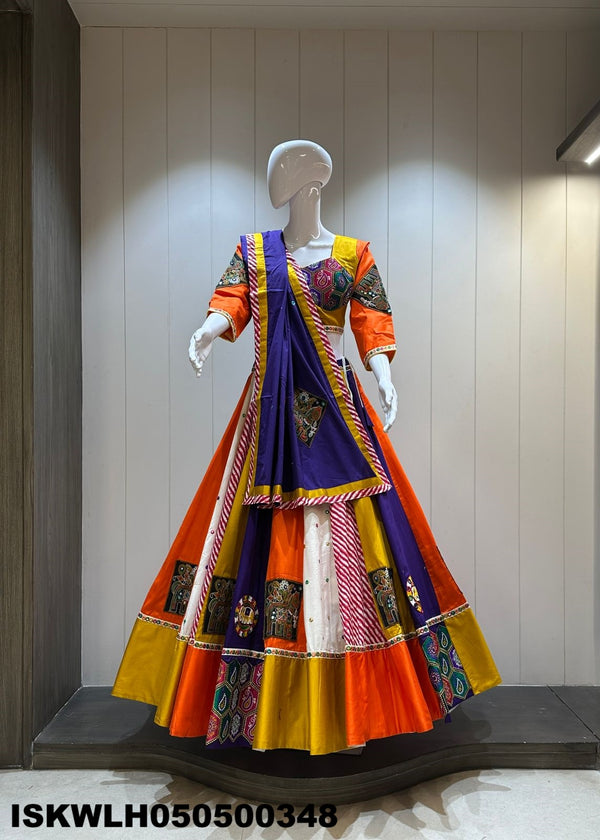 Embroidered Silk Lehenga With Padded Blouse And Dupatta-ISKWLH050500348