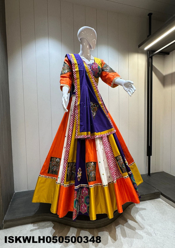 Embroidered Silk Lehenga With Padded Blouse And Dupatta-ISKWLH050500348