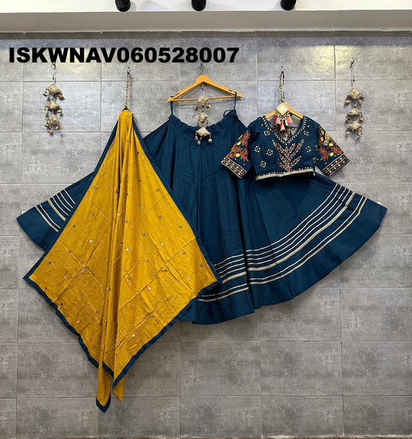 Sequined Cotton Silk Lehenga With Blouse And Rayon Cotton Dupatta-ISKWNAV060528007