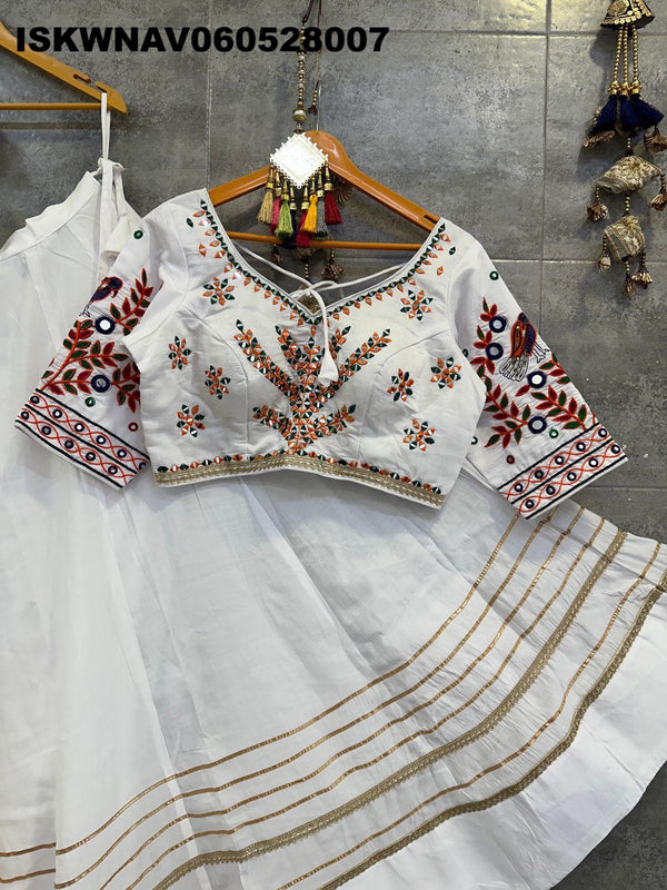 Sequined Cotton Silk Lehenga With Blouse And Rayon Cotton Dupatta-ISKWNAV060528007