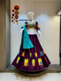 Embroidered Khadi Cotton Lehenga With Padded Blouse And Cotton Silk Dupatta-ISKWNAV280597115