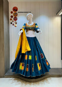 Embroidered Khadi Cotton Lehenga With Padded Blouse And Cotton Silk Dupatta-ISKWNAV280597115