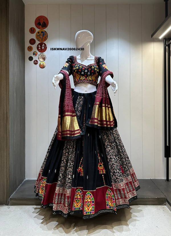 Printed Cotton Lehenga With Blouse And Gaji Silk Dupatta-ISKWNAV26062430