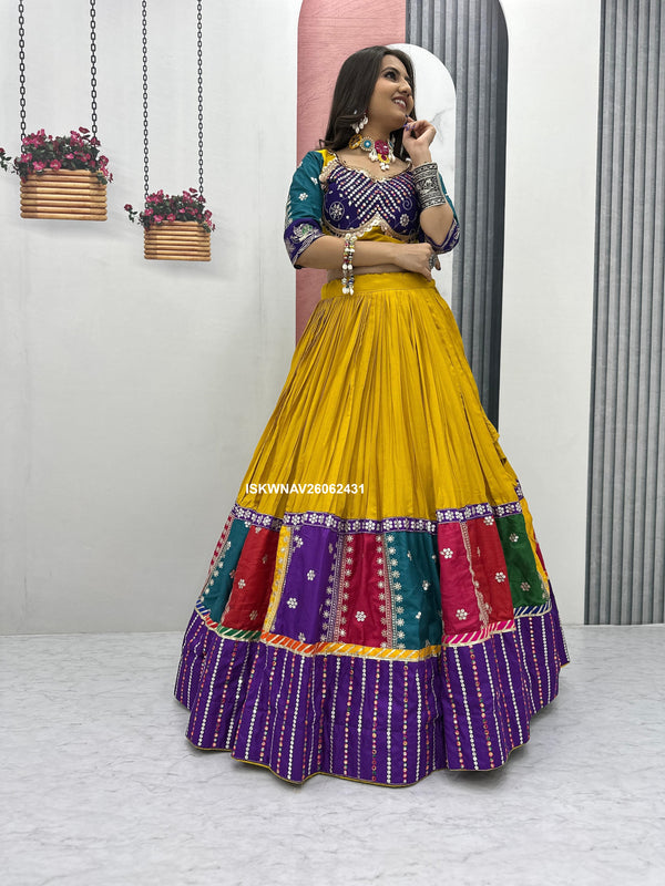 Embroidered Cotton Lehenga With Blouse And Georgette Dupatta-ISKWNAV26062431