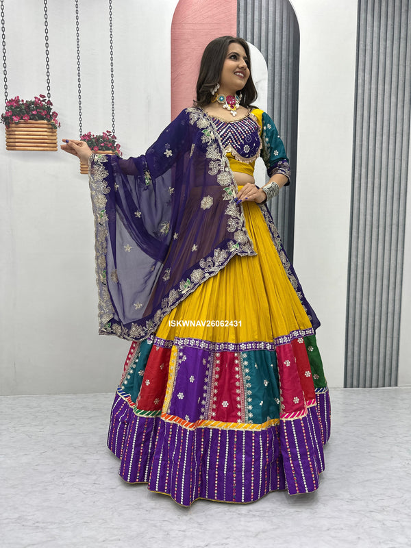 Embroidered Cotton Lehenga With Blouse And Georgette Dupatta-ISKWNAV26062431
