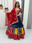 Embroidered Cotton Lehenga With Blouse And Georgette Dupatta-ISKWNAV26062431