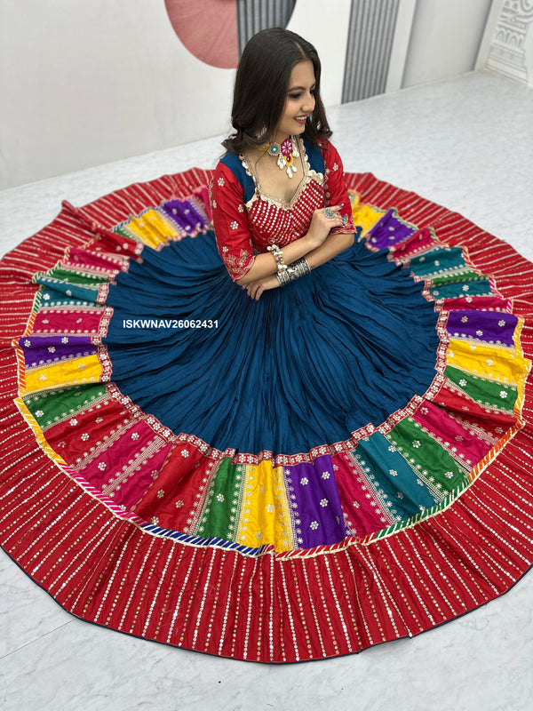 Embroidered Cotton Lehenga With Blouse And Georgette Dupatta-ISKWNAV26062431