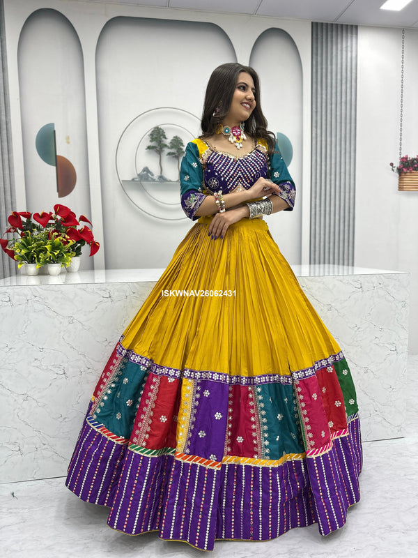 Embroidered Cotton Lehenga With Blouse And Georgette Dupatta-ISKWNAV26062431