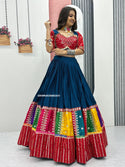 Embroidered Cotton Lehenga With Blouse And Georgette Dupatta-ISKWNAV26062431