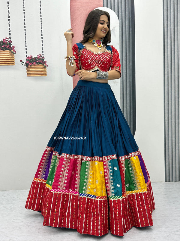 Embroidered Cotton Lehenga With Blouse And Georgette Dupatta-ISKWNAV26062431