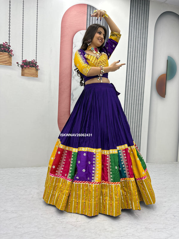Embroidered Cotton Lehenga With Blouse And Georgette Dupatta-ISKWNAV26062431