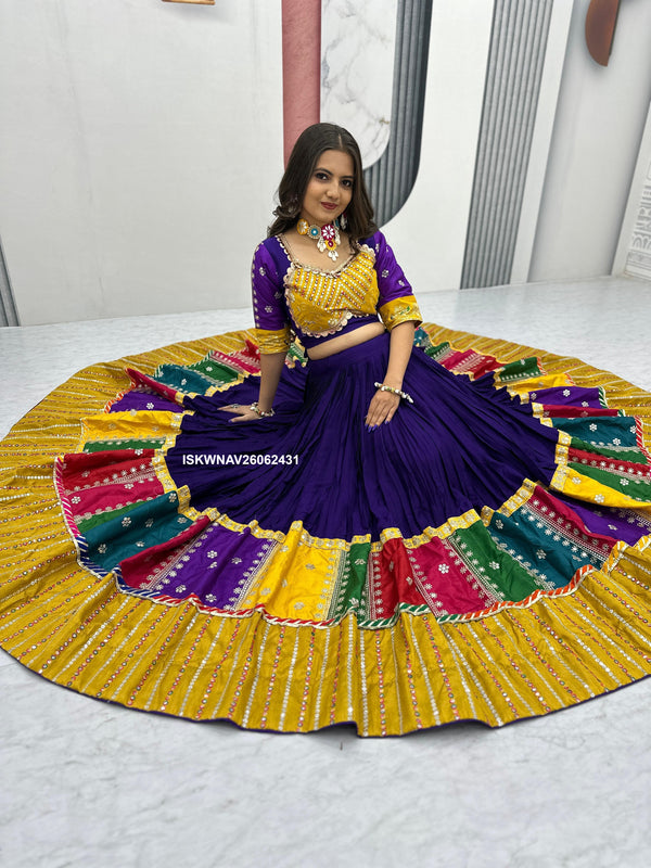 Embroidered Cotton Lehenga With Blouse And Georgette Dupatta-ISKWNAV26062431