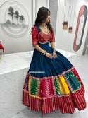 Embroidered Cotton Lehenga With Blouse And Georgette Dupatta-ISKWNAV26062431