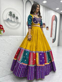 Embroidered Cotton Lehenga With Blouse And Georgette Dupatta-ISKWNAV26062431