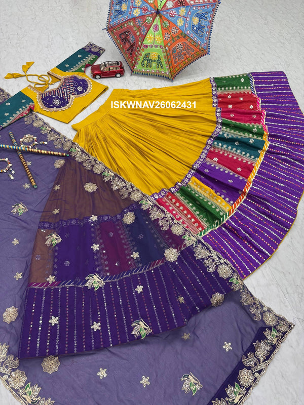 Embroidered Cotton Lehenga With Blouse And Georgette Dupatta-ISKWNAV26062431