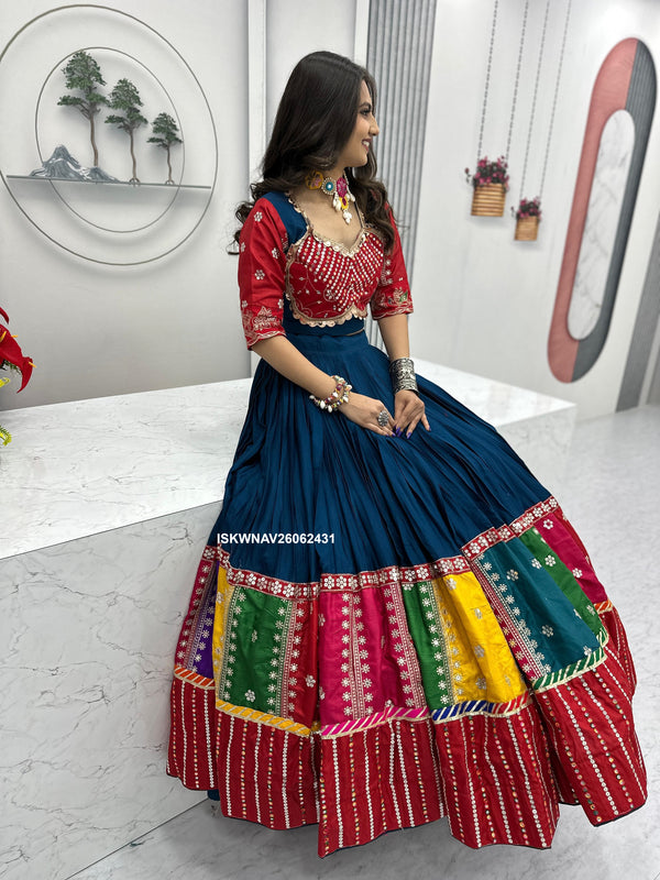 Embroidered Cotton Lehenga With Blouse And Georgette Dupatta-ISKWNAV26062431