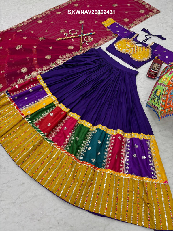 Embroidered Cotton Lehenga With Blouse And Georgette Dupatta-ISKWNAV26062431