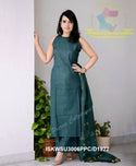 Handloom A-Line Kurti With Handloom Cotton Palazzo And Linen Weaved Dupatta-ISKWSU3006PPC/D1922