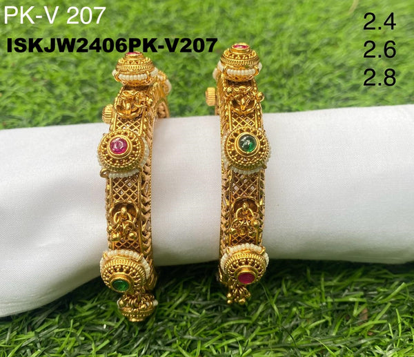 Pure Copper Kundan Bangles-ISKJW2406PK-V207
