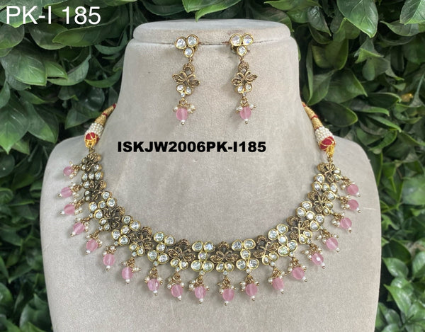 Kundan Necklace Set-ISKJW2006PK-I185