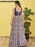 Printed Chinon Pleated Lehenga With Blouse And Net Dupatta-ISKWLH300639950