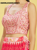 Printed Chinon Pleated Lehenga With Blouse And Net Dupatta-ISKWLH300639951