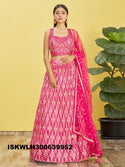 Printed Chinon Pleated Lehenga With Blouse And Net Dupatta-ISKWLH300639952