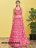 Printed Chinon Pleated Lehenga With Blouse And Net Dupatta-ISKWLH300639952