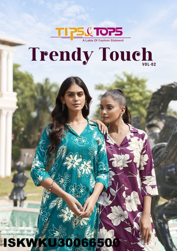 Printed Rayon A-Line Kurti With Pant-ISKWKU30066500