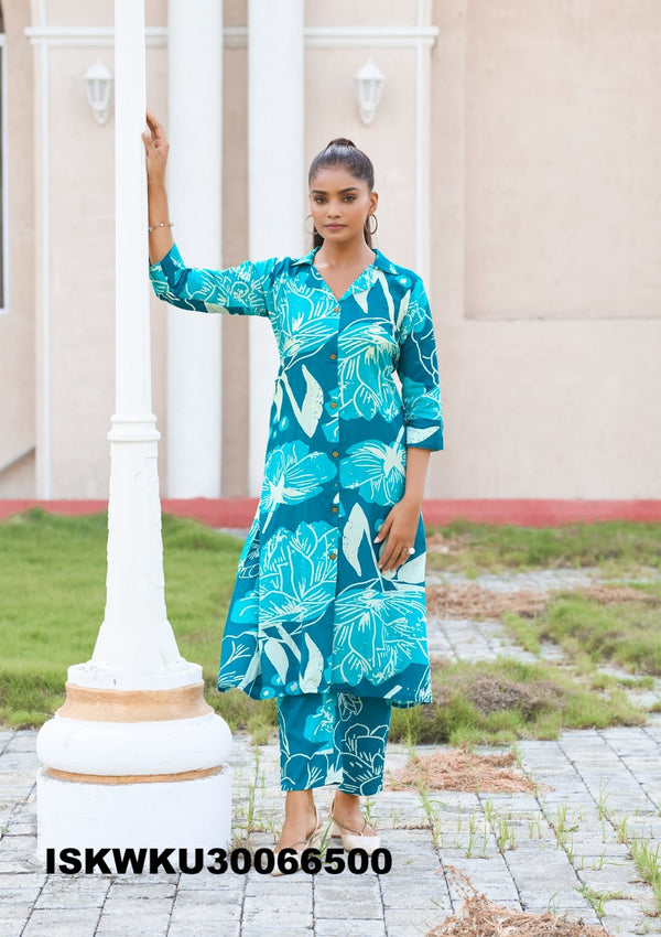 Printed Rayon A-Line Kurti With Pant-ISKWKU30066500