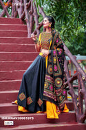 Embroidered Cotton Lehenga With Blouse And Dupatta-ISKWNAV30061075