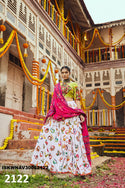 Digital Printed Maslin Cotton Lehenga With Blouse And Dupatta-ISKWNAV30062122
