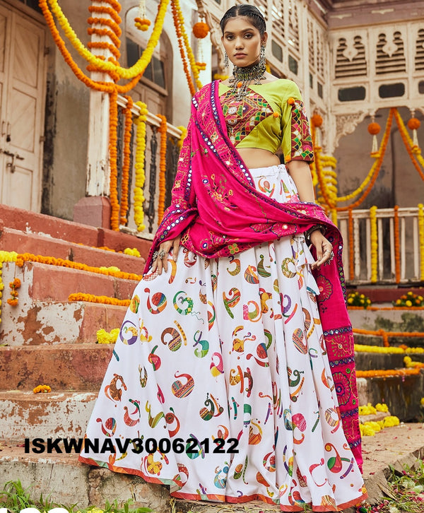 Digital Printed Maslin Cotton Lehenga With Blouse And Dupatta-ISKWNAV30062122