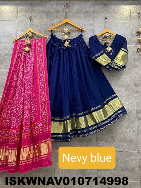 Modal Gaji Silk Lehenga With Blouse And Printed Dupatta-ISKWNAV010714998
