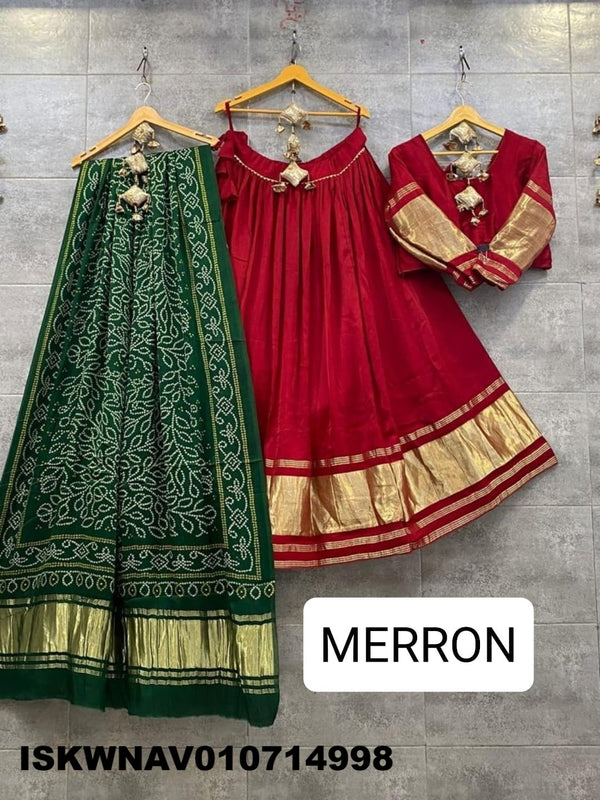 Modal Gaji Silk Lehenga With Blouse And Printed Dupatta-ISKWNAV010714998