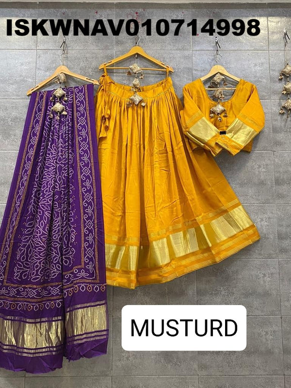 Modal Gaji Silk Lehenga With Blouse And Printed Dupatta-ISKWNAV010714998