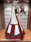Kalamkari Printed Cotton Lehenga With Blouse And Dupatta-ISKWNAV010714999