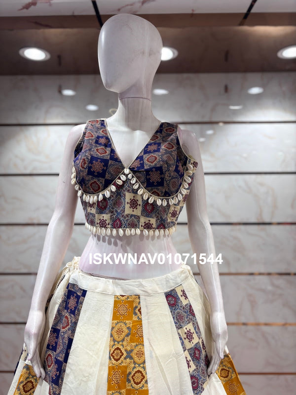 Ajrakh Printed Khadi Cotton Lehenga With Blouse-ISKWNAV02071544