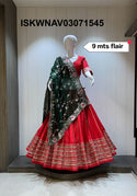Sequined Silk Lehenga With Blouse And Vintage Dupatta-ISKWNAV03071545