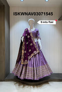 Sequined Silk Lehenga With Blouse And Vintage Dupatta-ISKWNAV03071545