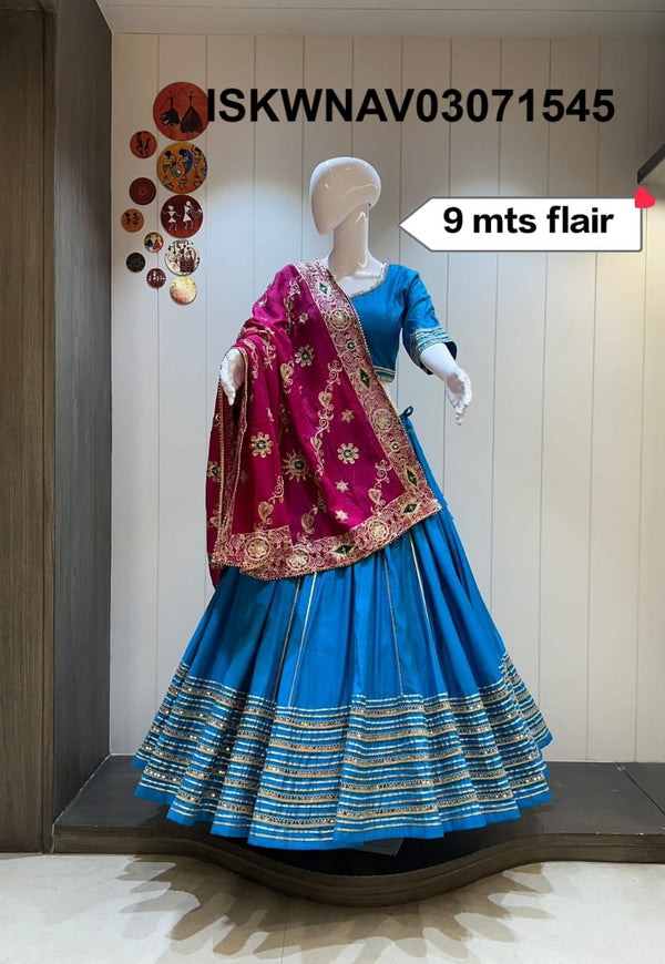Sequined Silk Lehenga With Blouse And Vintage Dupatta-ISKWNAV03071545