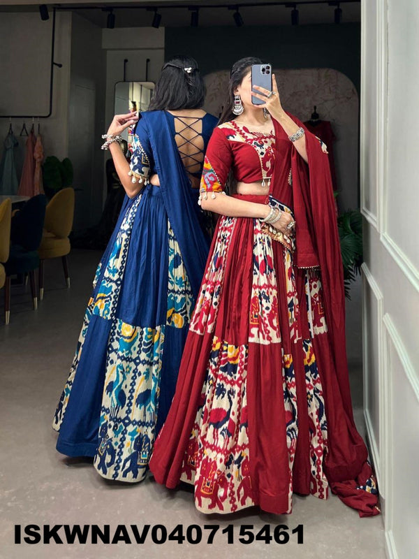 Printed Rayon Silk Lehenga With Blouse And Dupatta-ISKWNAV040715461