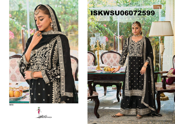 Embroidered Chinon Kurti With Palazzo And Dupatta-ISKWSU06072599